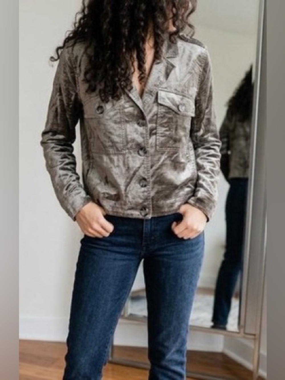 CAbi Olive Green Cropped Blazer